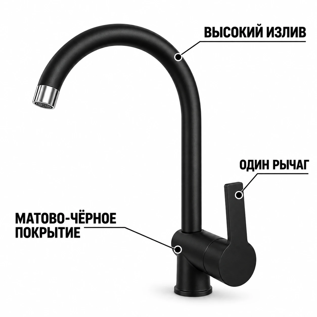 Matte black kitchen sink mixer - 2