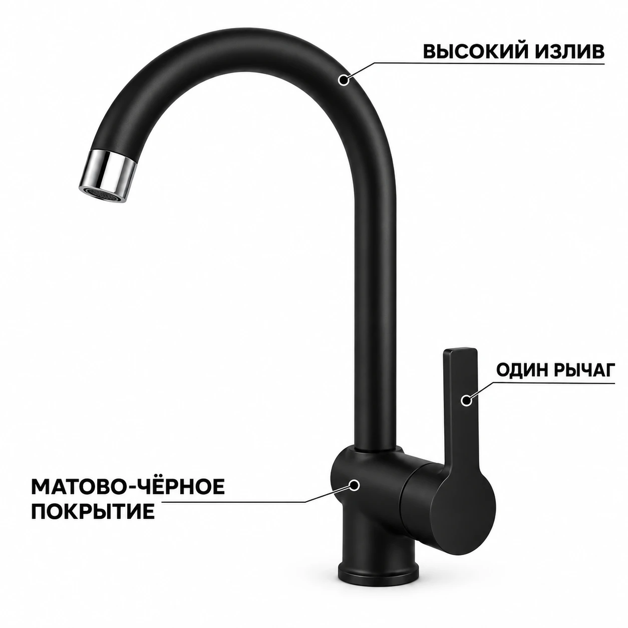 Matte black kitchen sink mixer - 2