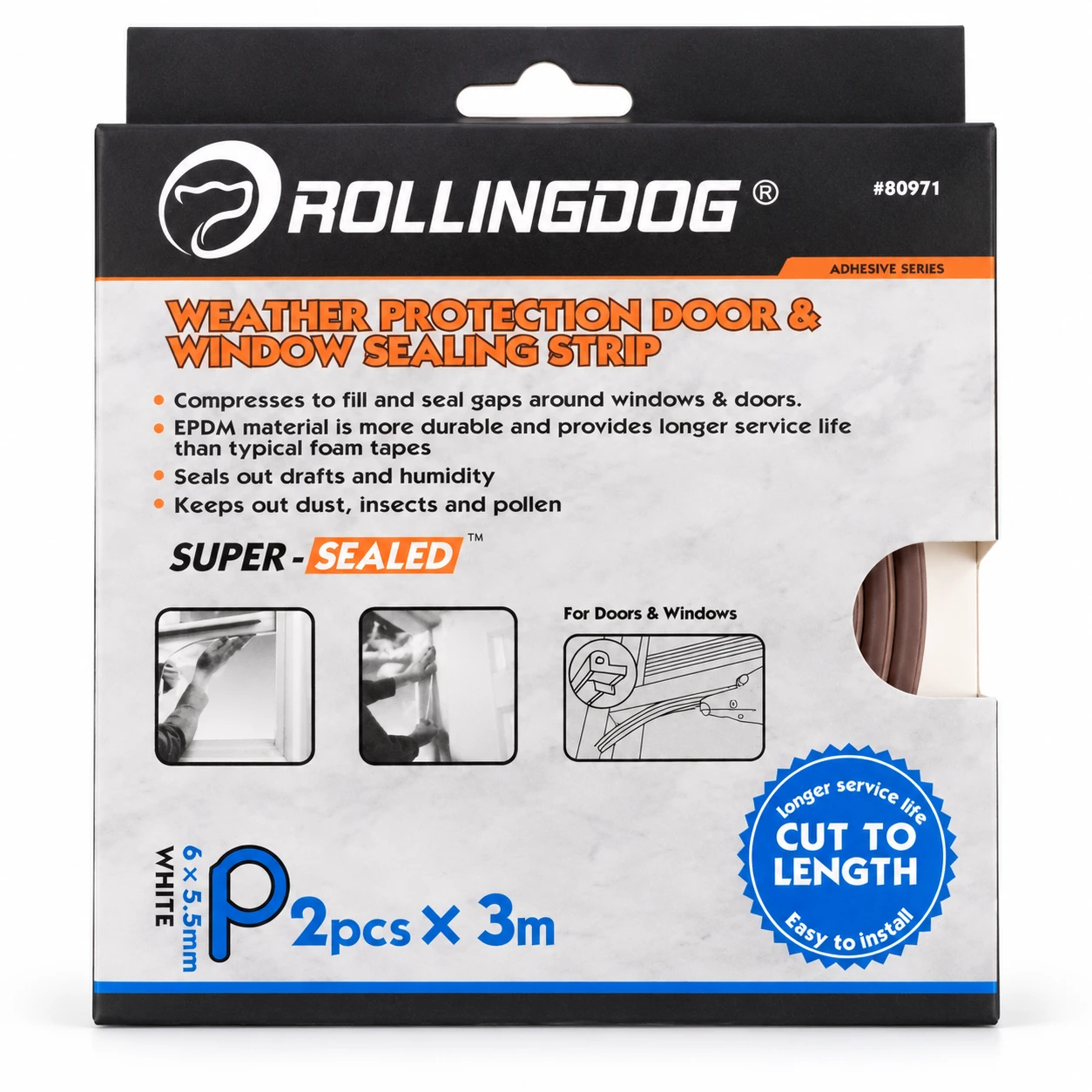 Self-adhesive sealing tape for doors and windows (2 pcs.) - 2