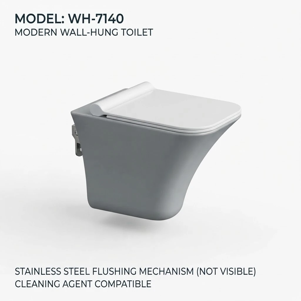 Glossy white rimless wall-hung toilet with duroplast seat - 1