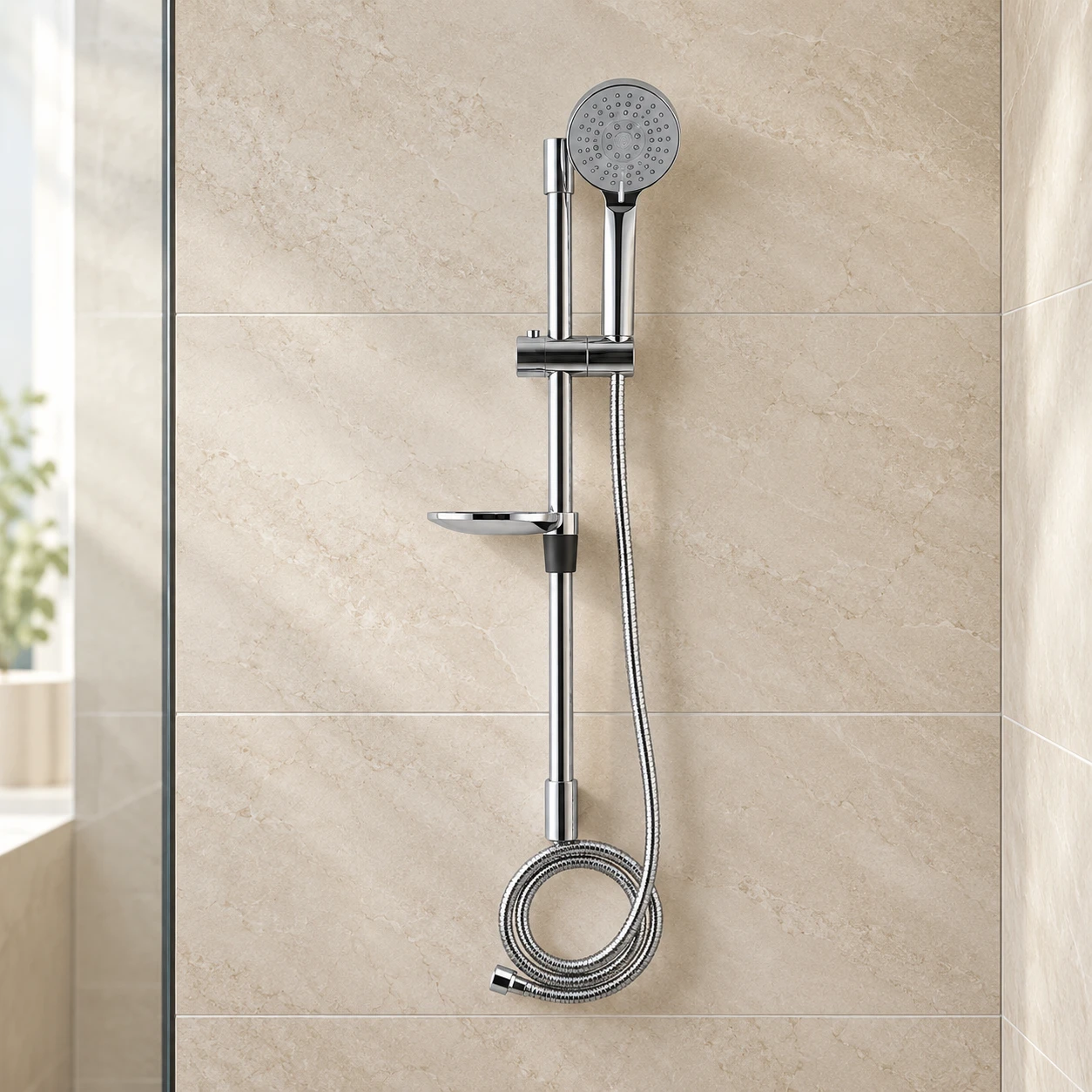 Shower stand with shower head and hose. - 3