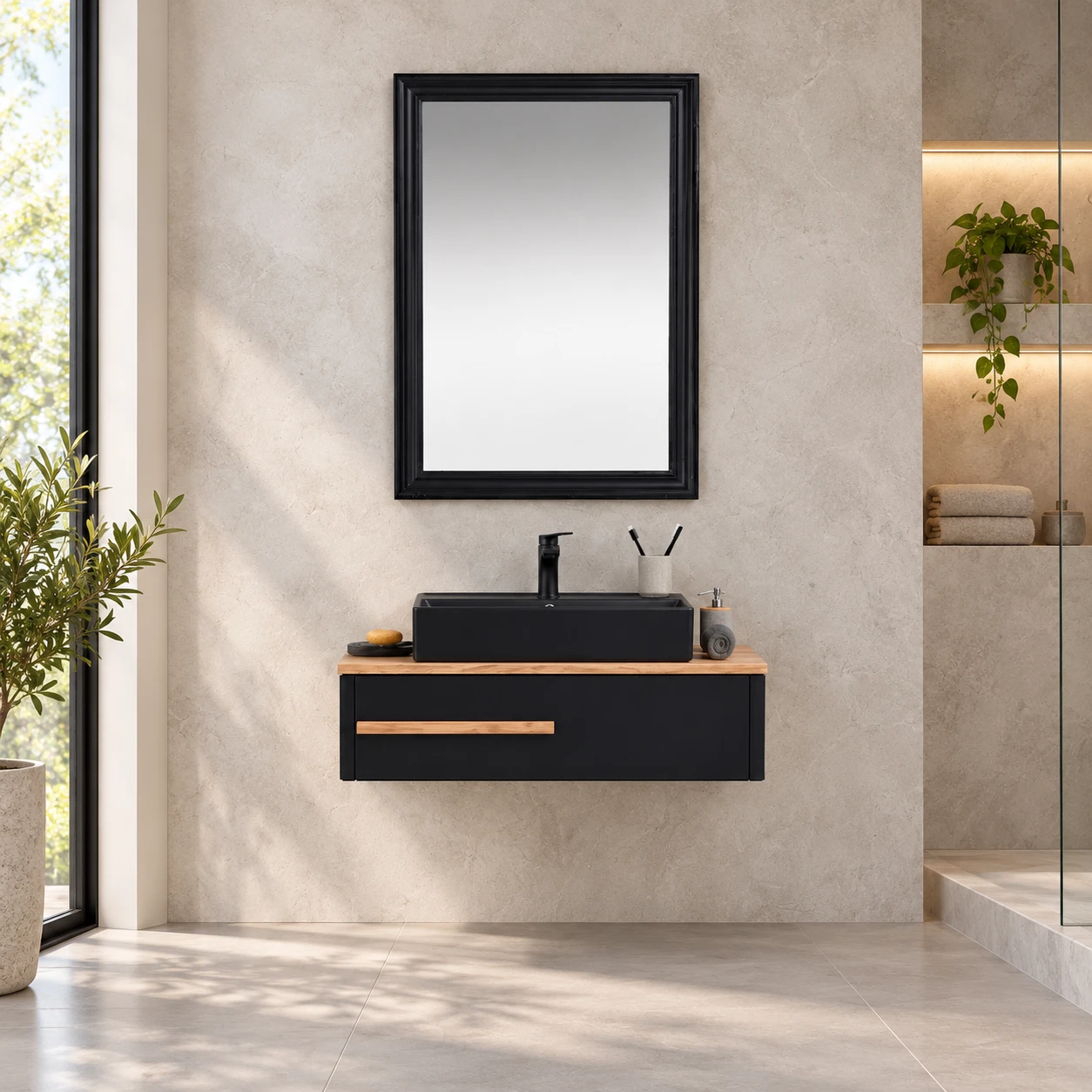 Bathroom sink with cabinet and mirror. - 3