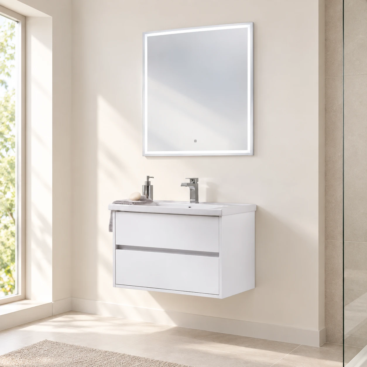Bathroom sink with cabinet and mirror. - 3