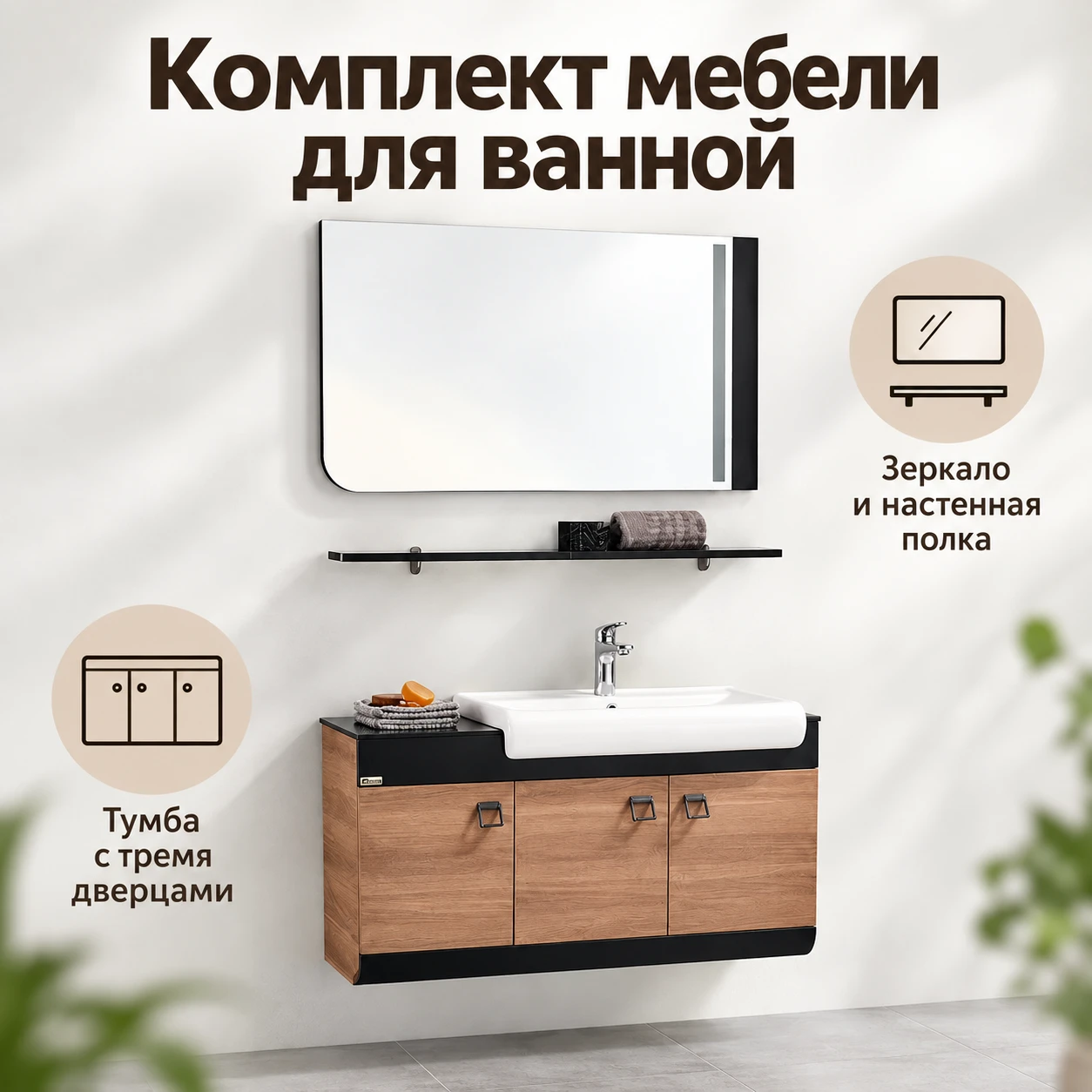 Bathroom sink with cabinet and mirror. - 2