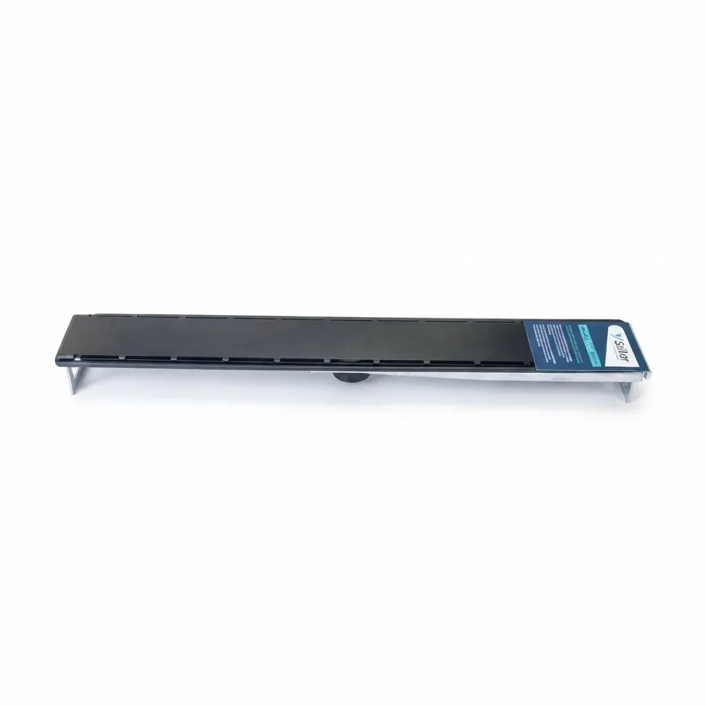 Black 50cm metal straight drain trap - 2