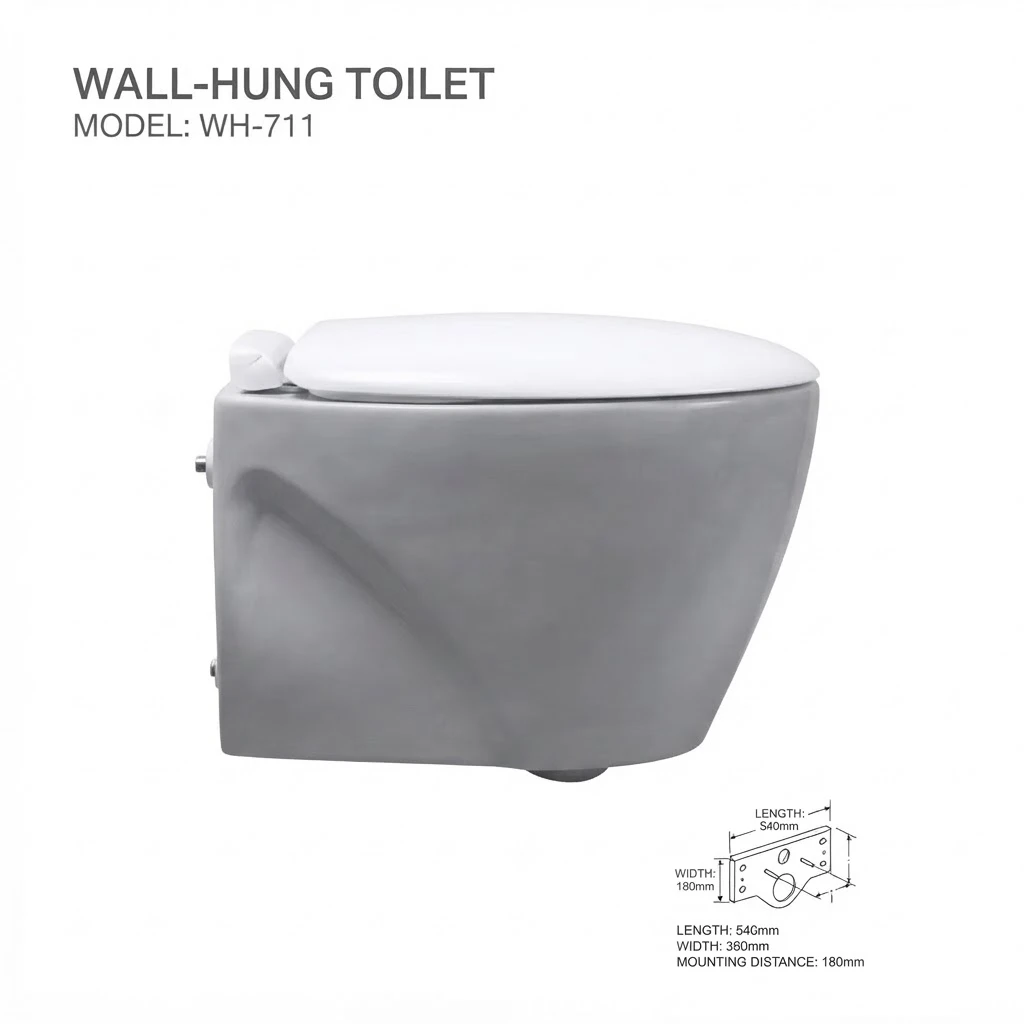 Wall-hung toilet, glossy white, rimless, made of duroplast - 2