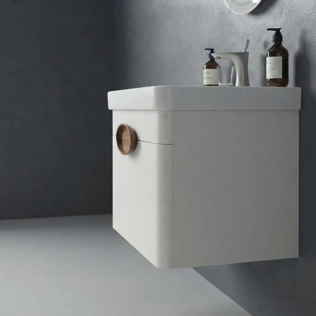 Bathroom sink with cabinet and mirror. - 2