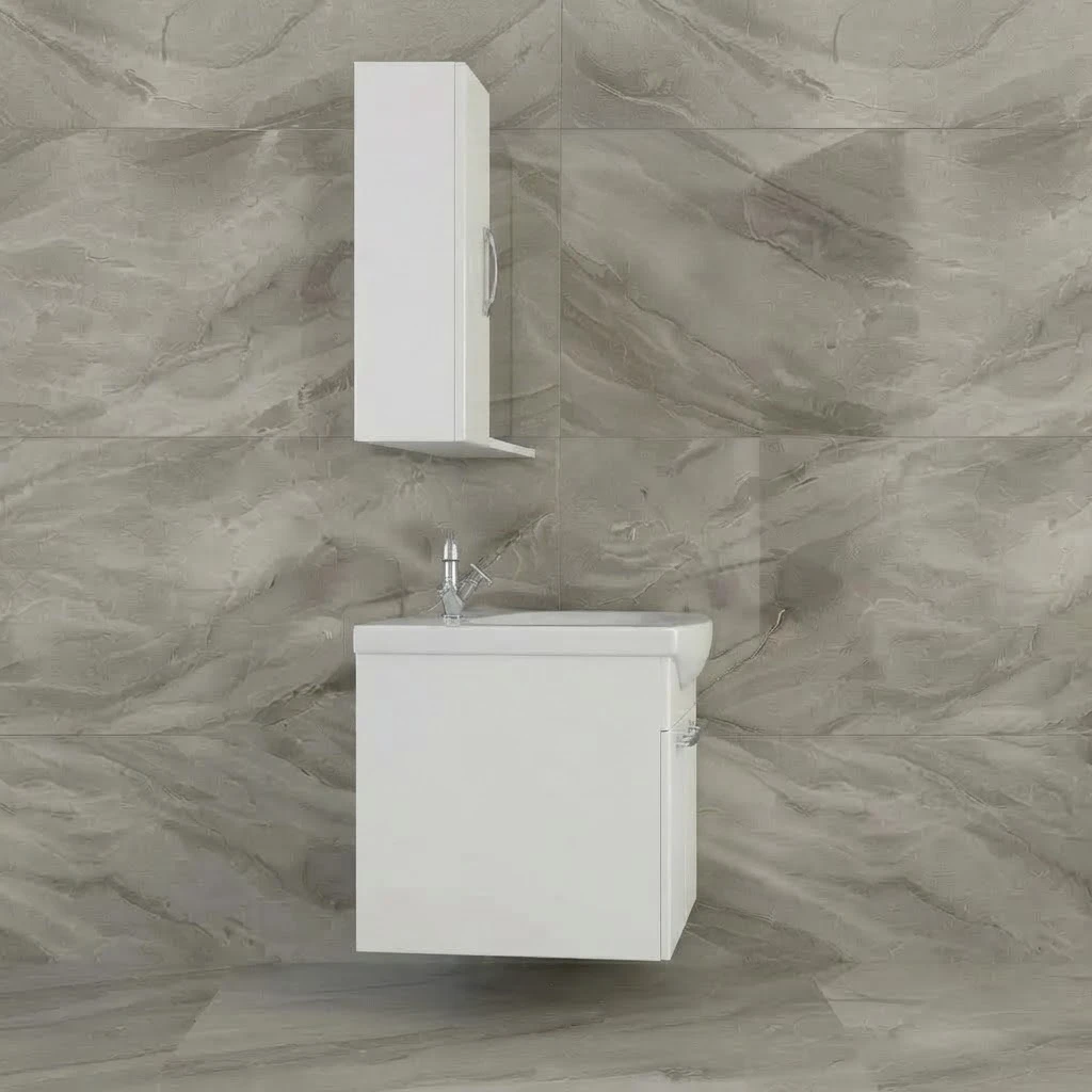 Bathroom sink with cabinet and mirror. - 2