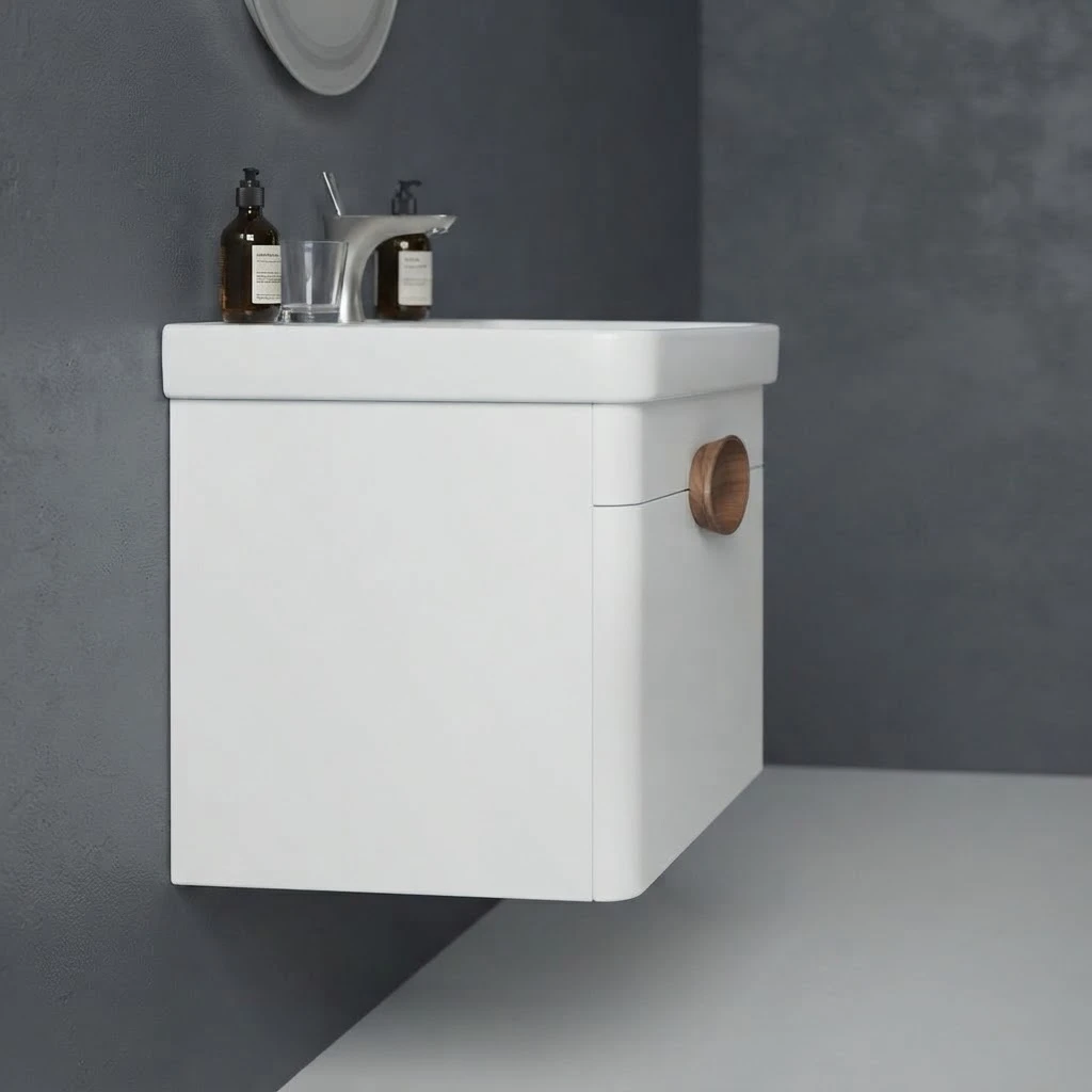 Bathroom sink with cabinet and mirror. - 3