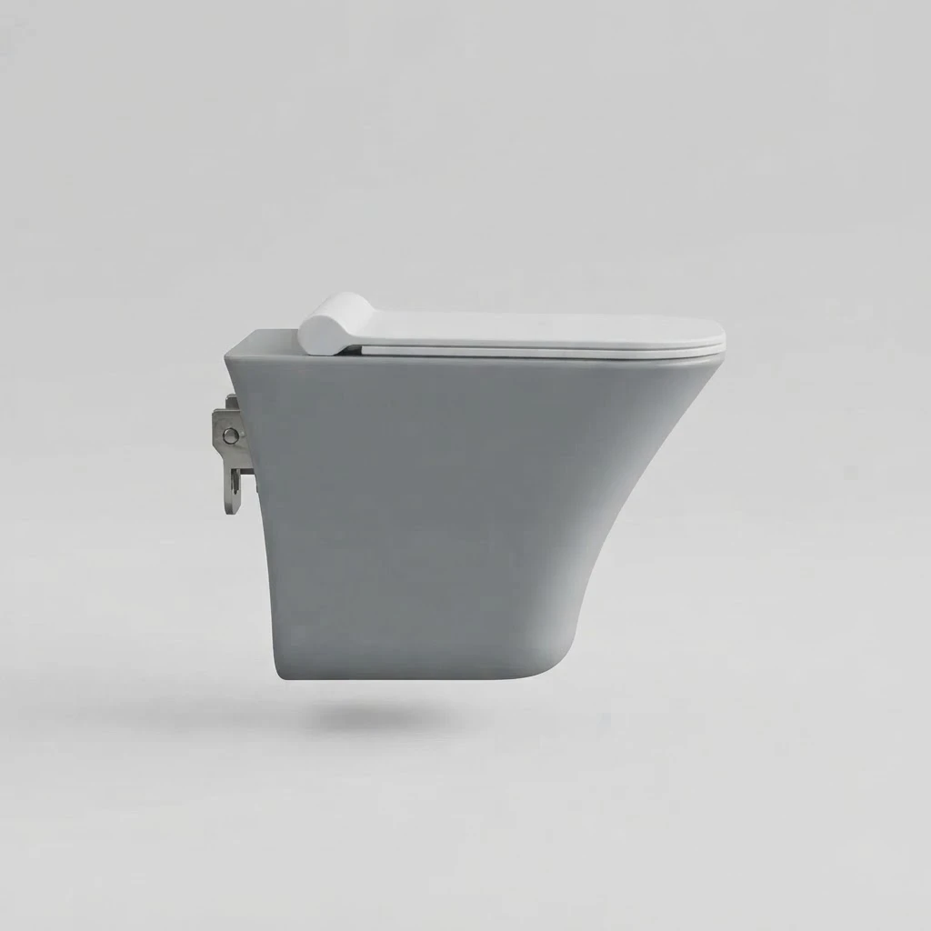 Glossy white rimless wall-hung toilet with duroplast seat - 2
