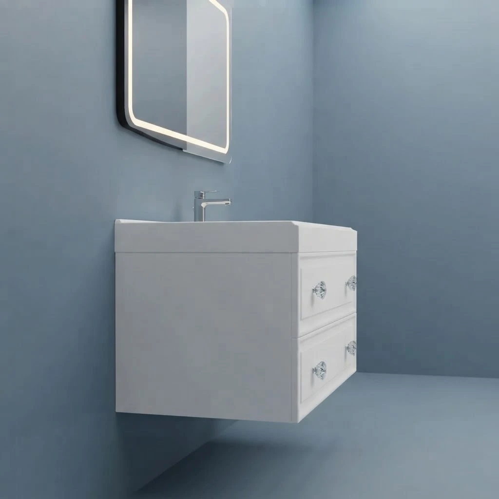 Bathroom sink with cabinet and mirror. - 3