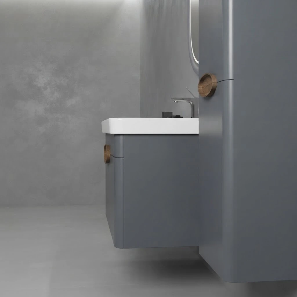 Bathroom sink with cabinet and mirror. - 3