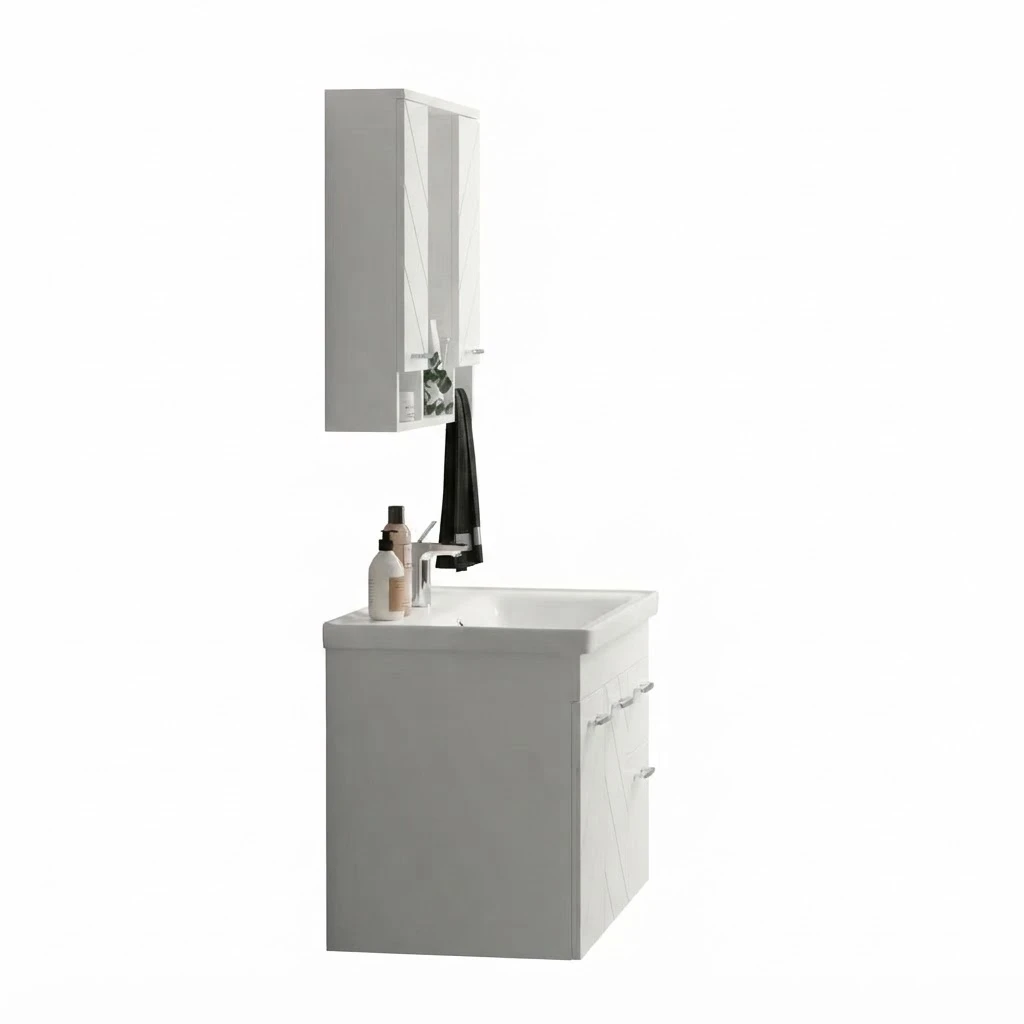 Bathroom sink with cabinet and mirror, 80 cm. - 2