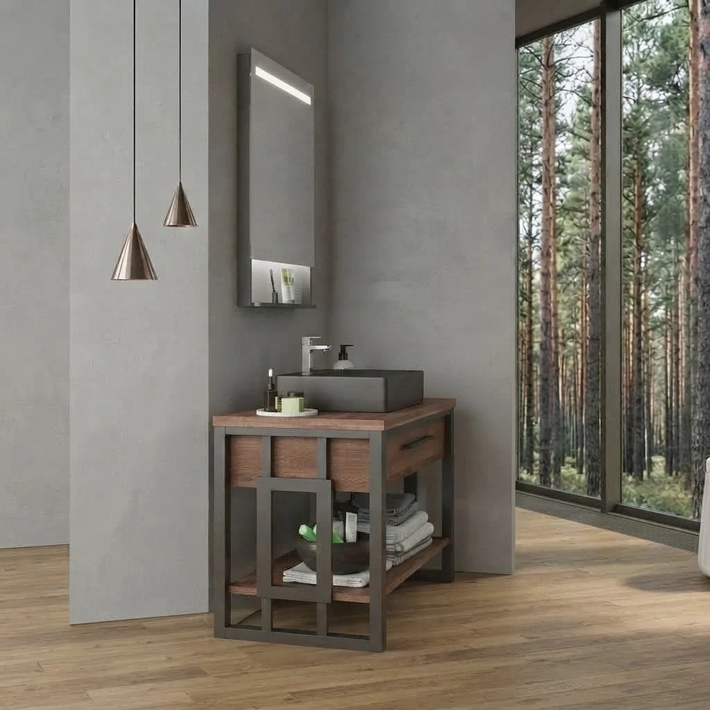 Bathroom sink with cabinet and mirror, 110 cm, DIAMOS110 - 2