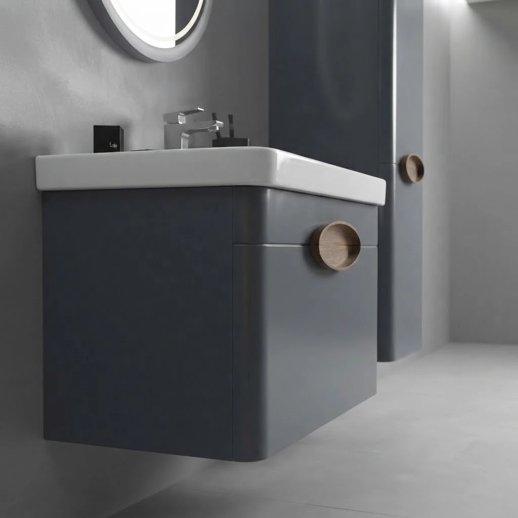 Bathroom sink with cabinet and mirror. - 2