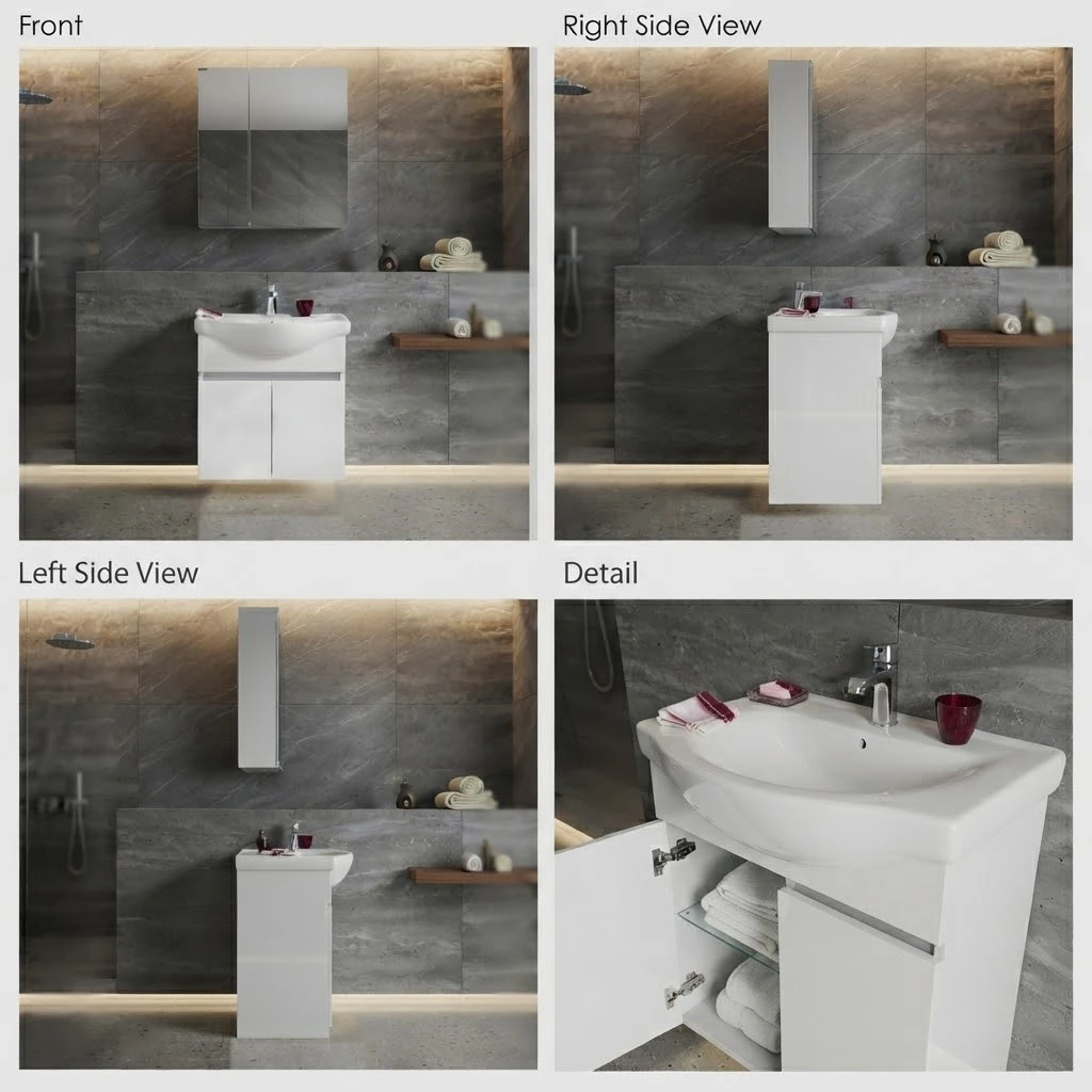 Bathroom sink with cabinet and mirror. - 3
